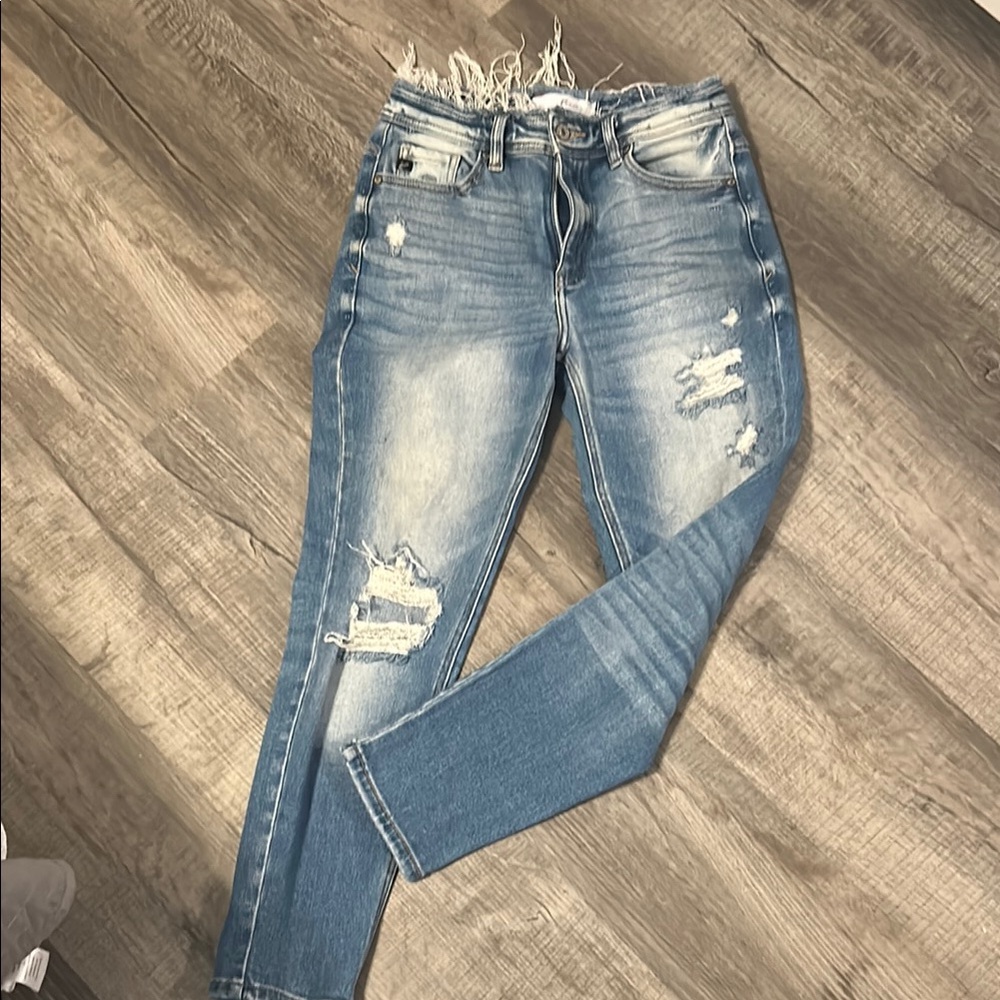 Distressed Blue Jeans KanCan